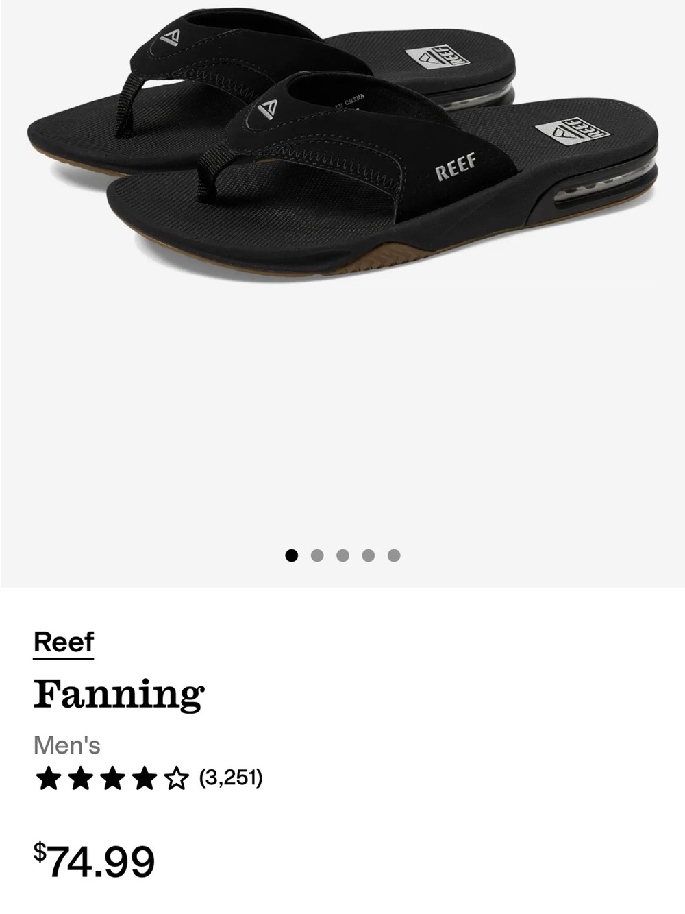 Reef Men's Black Air-Infused Fanning Flip Flops